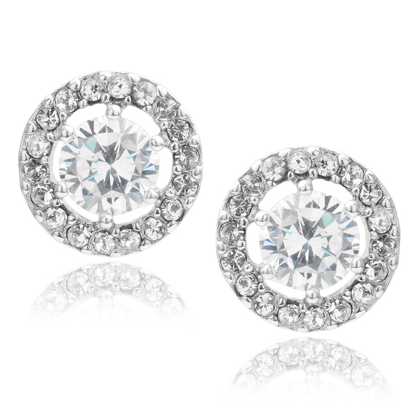 Sterling Silver White Cubic Zirconia Earrings and Necklace Jewelry Set