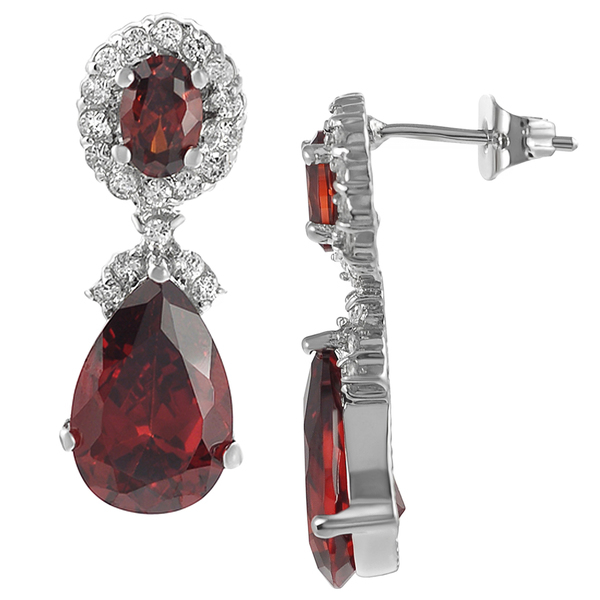 Sterling Silver Cubic Zirconia Pear Drop Earrings and Necklace Jewelry Set
