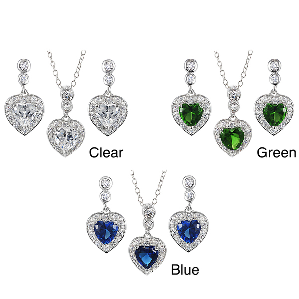China Wholesale Sterling Silver Cubic Zirconia Heart Jewelry Set