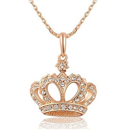 Silver Jewelry Crown Pendant Necklace Crystal Necklace 925 Silver
