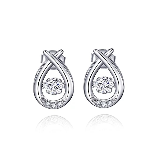 Dancing Diamond Cubic Zirconia Neckace and Earrings Jewelry Set