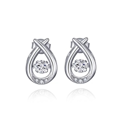 Dancing Diamond Cubic Zirconia Neckace and Earrings Jewelry Set