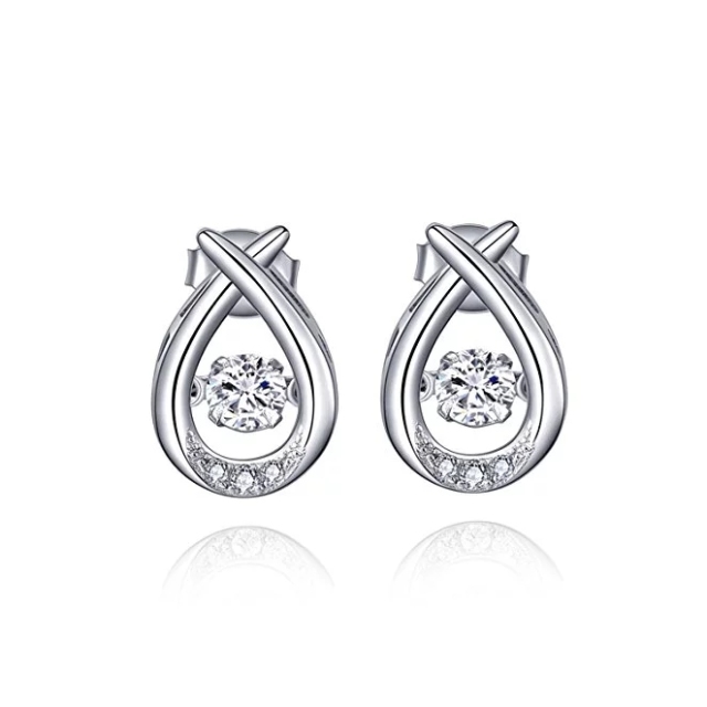 Dancing Diamond Cubic Zirconia Neckace and Earrings Jewelry Set