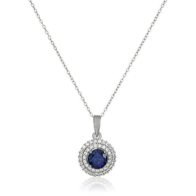 Rhodium-Plated Sterling Silver Created Gemstone Earrings and Pendant Necklace Set