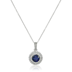 Rhodium-Plated Sterling Silver Created Gemstone Earrings and Pendant Necklace Set