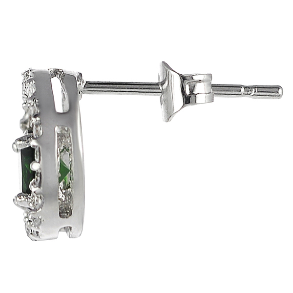 Sterling Silver Emerald Blue Sapphire Round Jewelry Set for Women