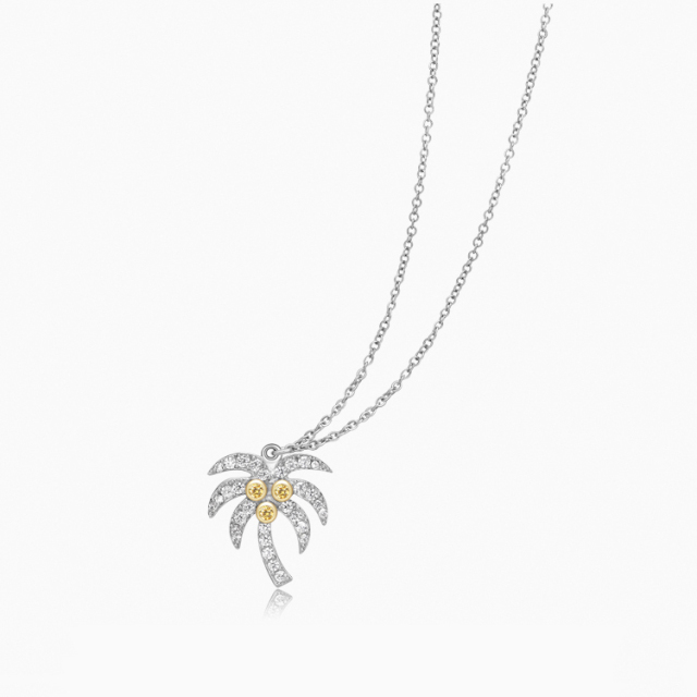 New Collection Sterling Silver Palm Tree Necklace CZ Hot Sale Design