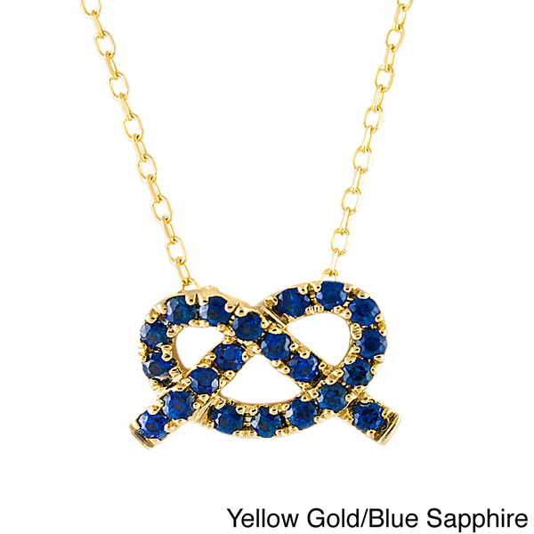 14K Gold Sterling Silver Friendship Love Knot Gemstone Necklace