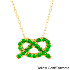 14K Gold Sterling Silver Friendship Love Knot Gemstone Necklace