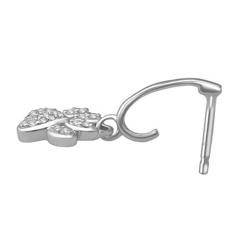 Cubic Zircon Diamond Dog Paw Drop Earrings in Sterling Silver