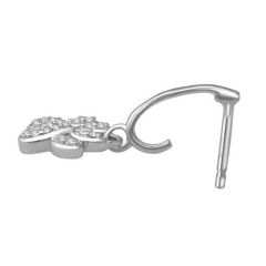 Cubic Zircon Diamond Dog Paw Drop Earrings in Sterling Silver
