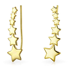 925 Sterling Silver Modern Shooting Stars Ear Pins Crawlers