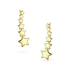 925 Sterling Silver Modern Shooting Stars Ear Pins Crawlers