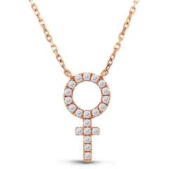 18K Gold Plated Sterling Silver White CZ Crystal Female Symbol Necklace