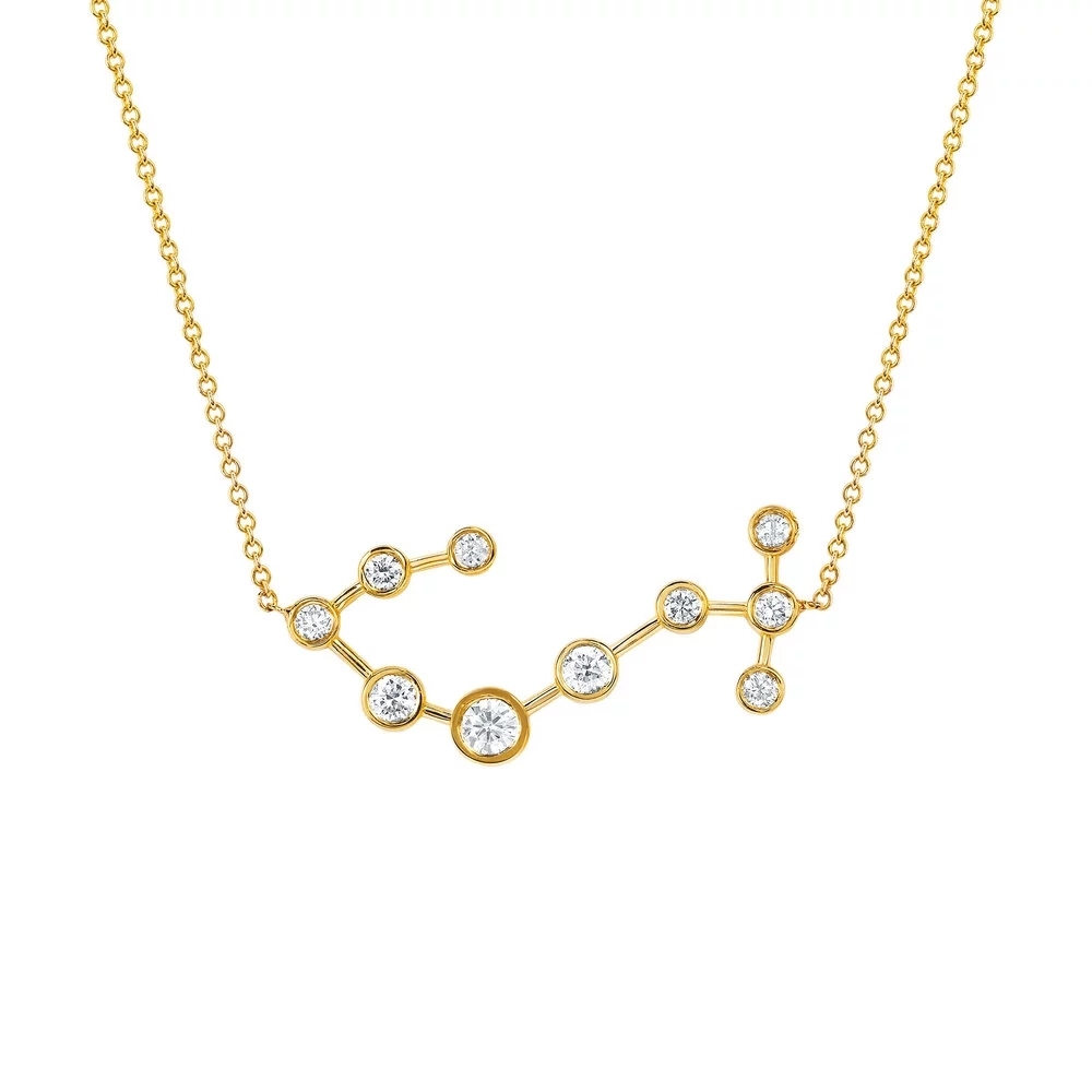 High Polish 925 Silver Gold Over Small Star Scorpio Zodiac Necklace