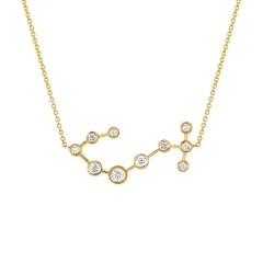 High Polish 925 Silver Gold Over Small Star Scorpio Zodiac Necklace