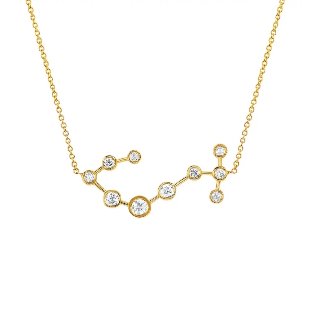 High Polish 925 Silver Gold Over Small Star Scorpio Zodiac Necklace