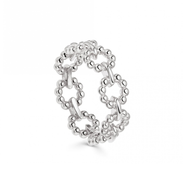 Delicate Sterling Silver Interlocking Open Circles Ring for Women