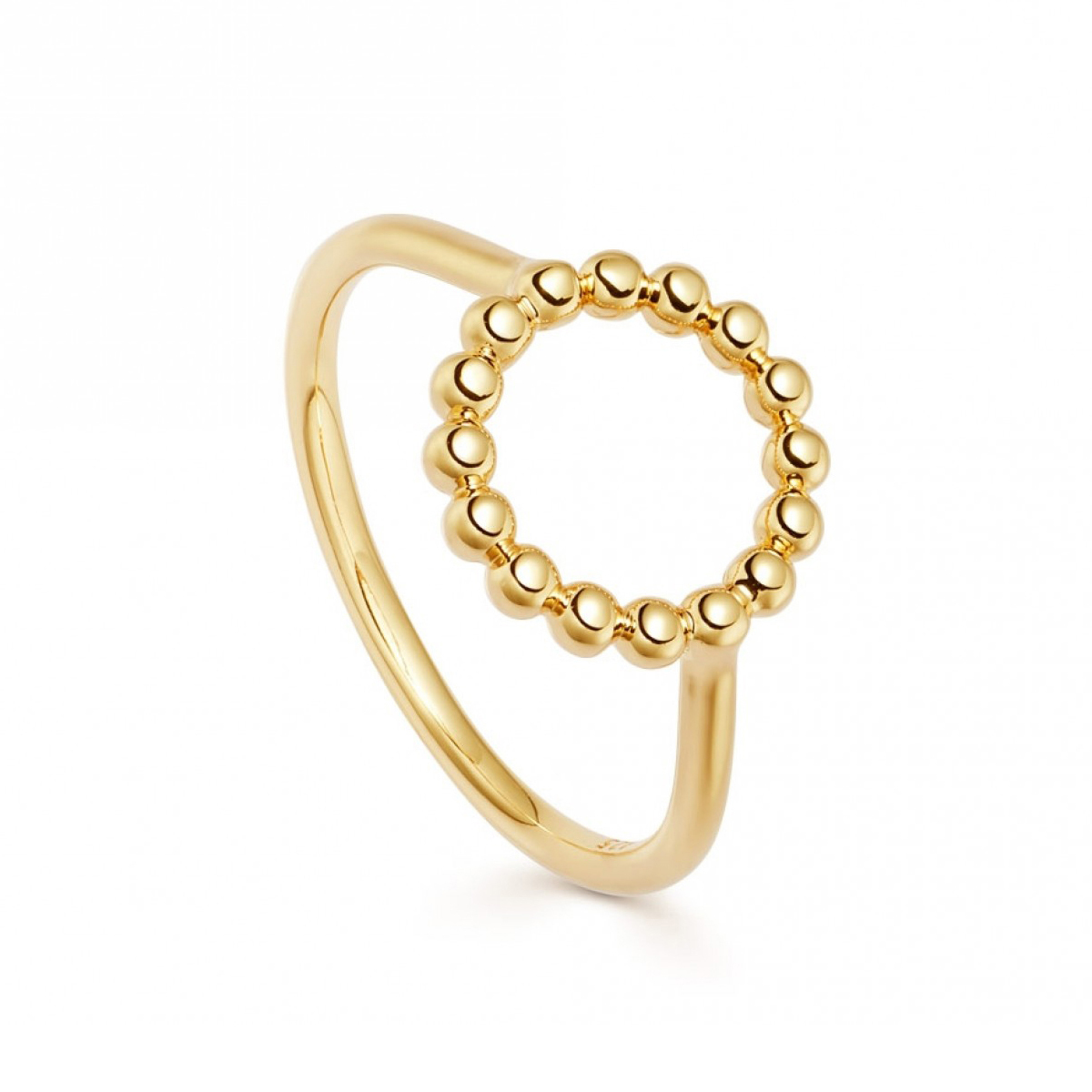 Dainty Sterling Silver Plain Rose Gold Open Circle Beaded Ring