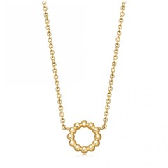 Sterling Silver Plain Open Circle Beaded Necklace