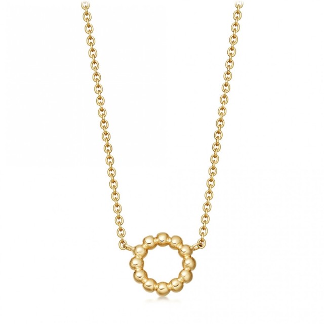 Sterling Silver Plain Open Circle Beaded Necklace