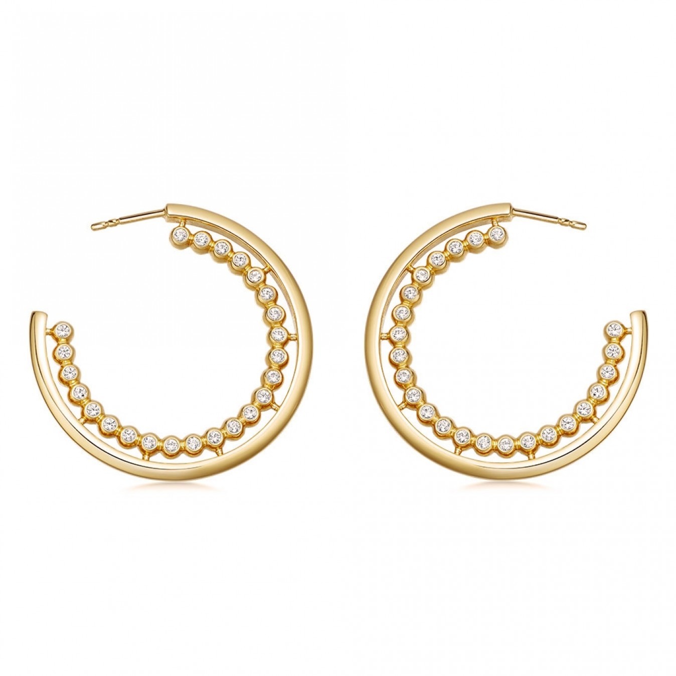 Fine Jewelry Sterling Silver Cubic Zirconia Dainty Hoop Earrings