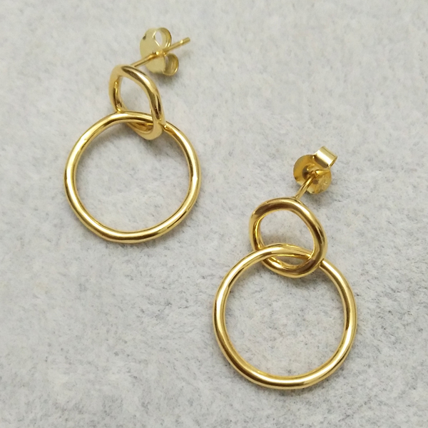 Sterling Silver Double Irregular Interlocking Circle Stud Earrings Australia