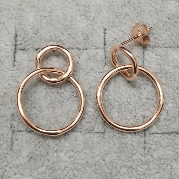 Sterling Silver Double Irregular Interlocking Circle Stud Earrings Australia