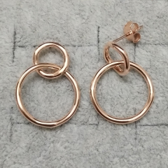 Sterling Silver Double Irregular Interlocking Circle Stud Earrings Australia