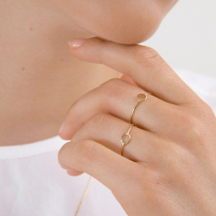 Plain Jewelry 925 Sterling Silver Gold Finished Round Disc Finger Ring