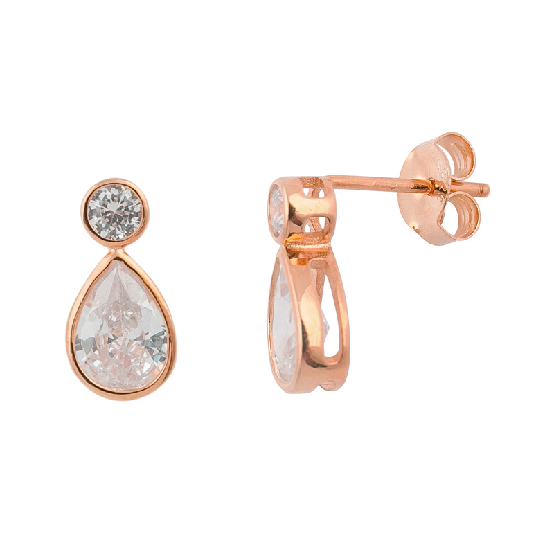 Bridal Jewelry 925 Sterling Silver 14K Gold Teardrop Fake Diamond Earrings