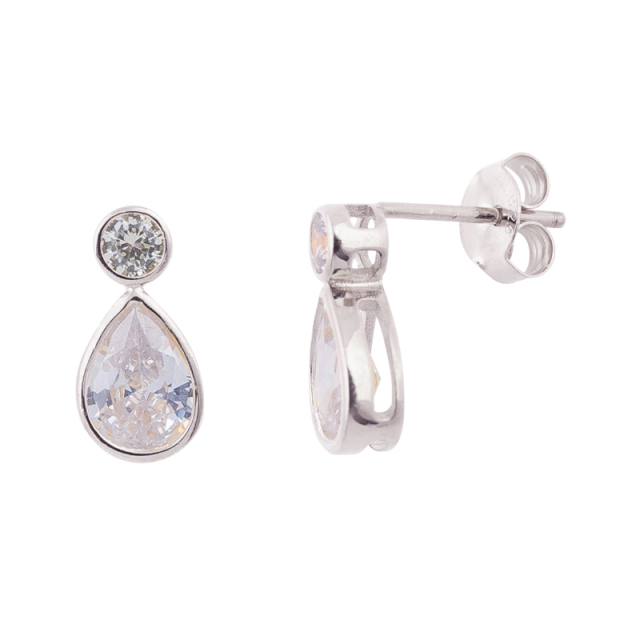Bridal Jewelry 925 Sterling Silver 14K Gold Teardrop Fake Diamond Earrings