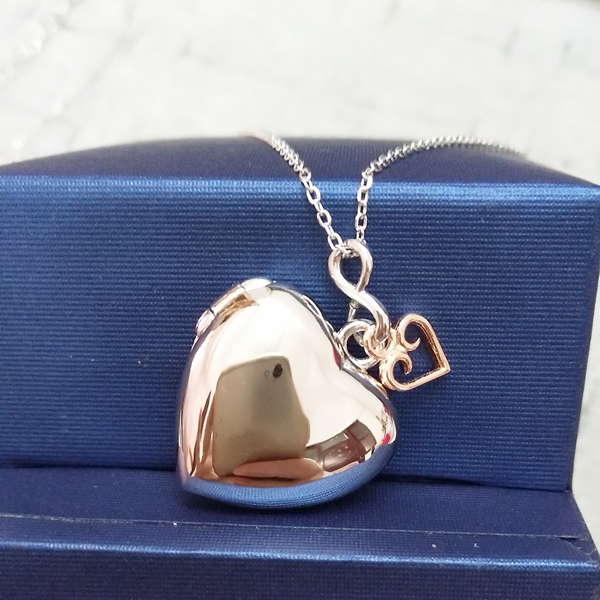 Customized Jewelry Silver Two Tone Infinity Heart Locket Necklace Best Gift