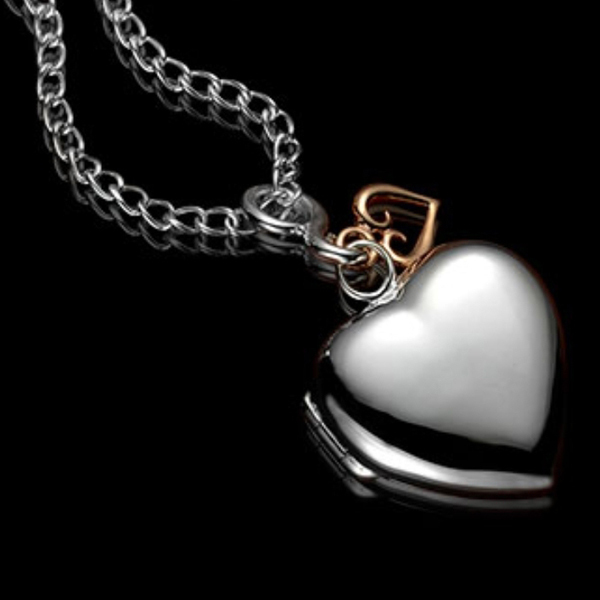 Customized Jewelry Silver Two Tone Infinity Heart Locket Necklace Best Gift