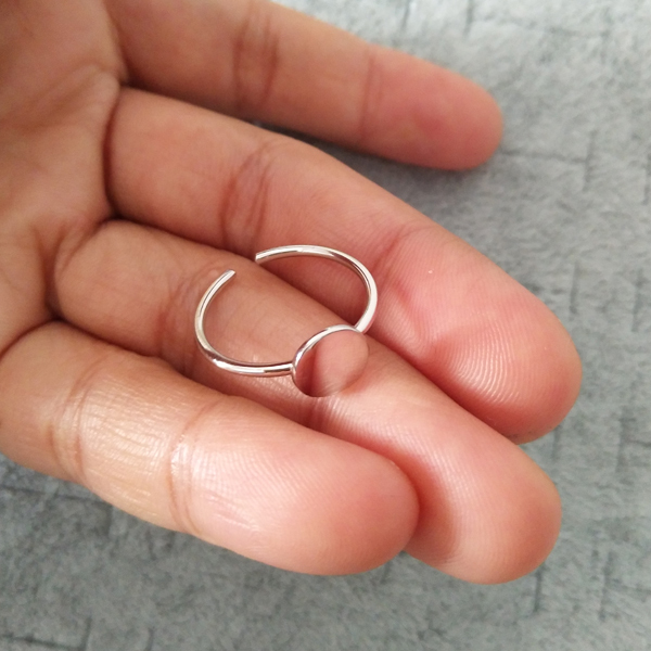 Plain Jewelry 925 Sterling Silver Gold Finished Round Disc Finger Ring