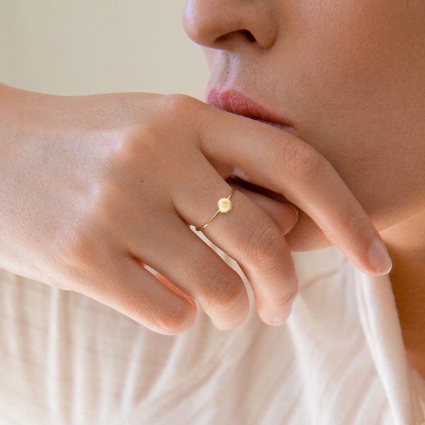 Plain Jewelry 925 Sterling Silver Gold Finished Round Disc Finger Ring