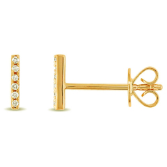 Best Selling 925 Sterling Silver Pave CZ Small Bar Stud Earrings for Girls