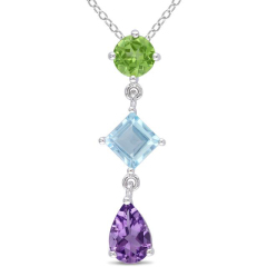 Amethyst Peridot Blue Topaz Sterling Silver Fashion Women Necklace