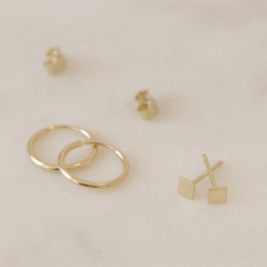 Small Design Sterling Silver High Polish Tiny Square Stud Earrings for Girls