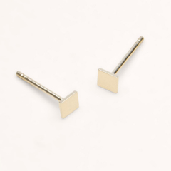Small Design Sterling Silver High Polish Tiny Square Stud Earrings for Girls