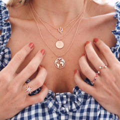 Small Design Sterling Silver Cubic Zirconia Cactus Charm Necklace
