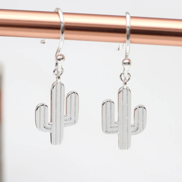 Latest Design Sterling Silver Cactus Earrings for Women
