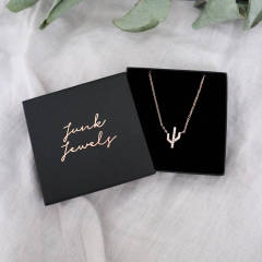 Small Design Sterling Silver Cubic Zirconia Cactus Charm Necklace