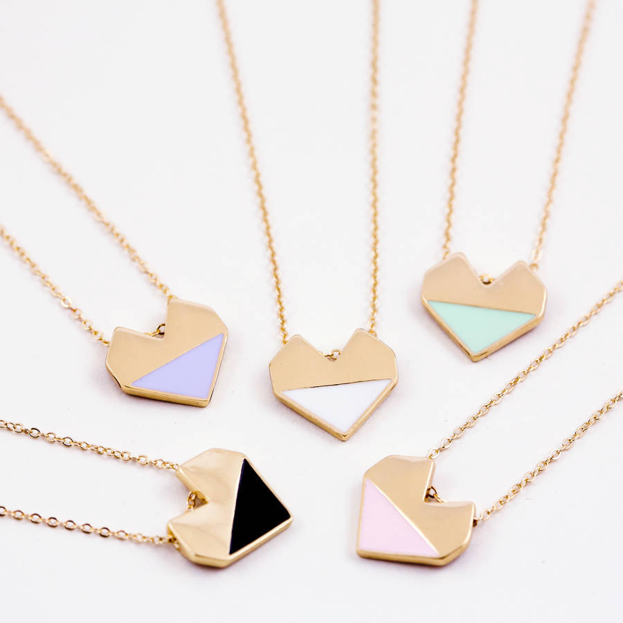 Dainty Design Sterling Silver Enamel Heart Necklace for Gift