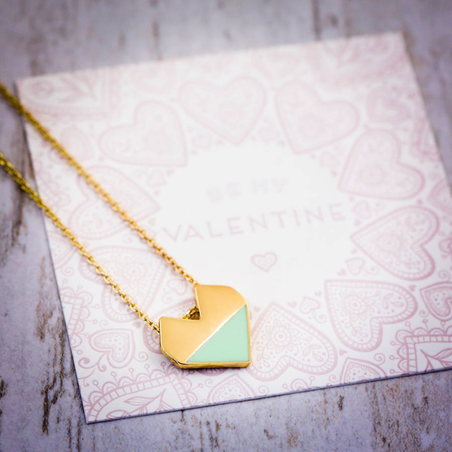 Dainty Design Sterling Silver Enamel Heart Necklace for Gift