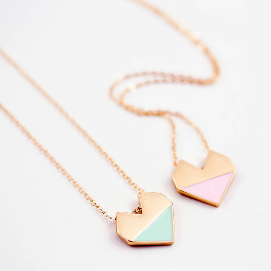 Dainty Design Sterling Silver Enamel Heart Necklace for Gift