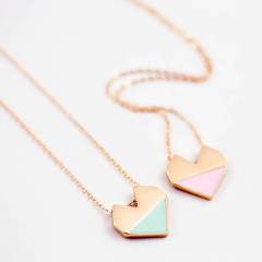 Dainty Design Sterling Silver Enamel Heart Necklace for Gift