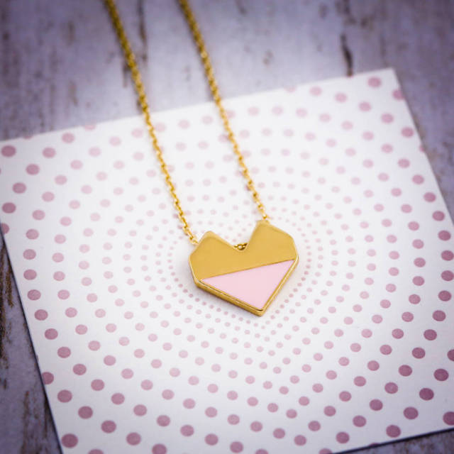Dainty Design Sterling Silver Enamel Heart Necklace for Gift