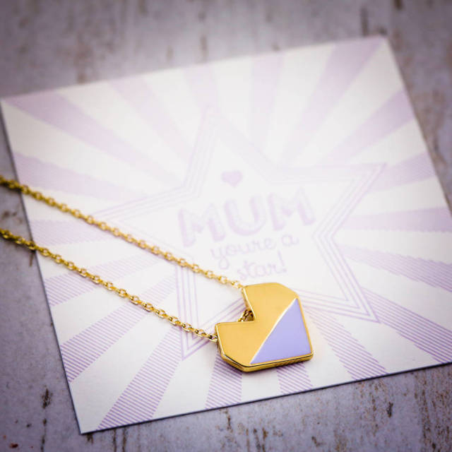 Dainty Design Sterling Silver Enamel Heart Necklace for Gift