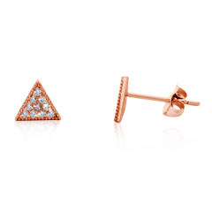 Delicate Jewelry Sterling Silver Pave Setting CZ Triangle Stud Earrings